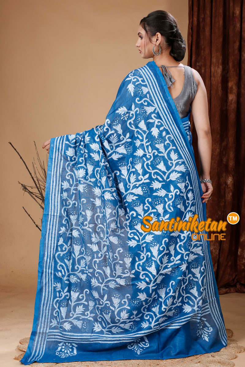 Slub Cotton Kantha Stitch (Hand Embroidery) Saree SN202314383