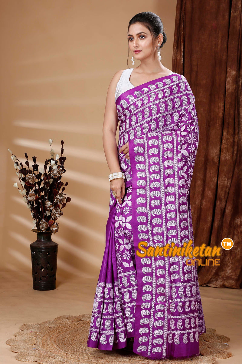 Pure Bangalore Silk Kantha Stitch Saree SN202315084