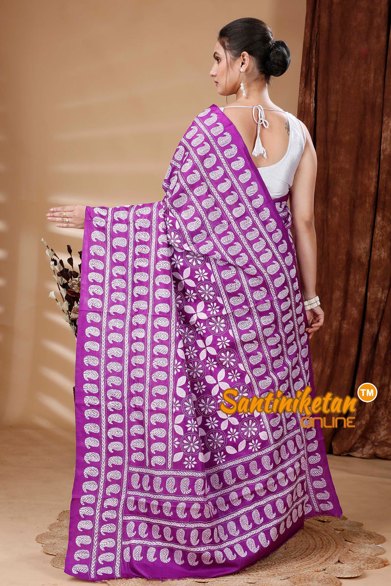 Pure Bangalore Silk Kantha Stitch Saree SN202315084