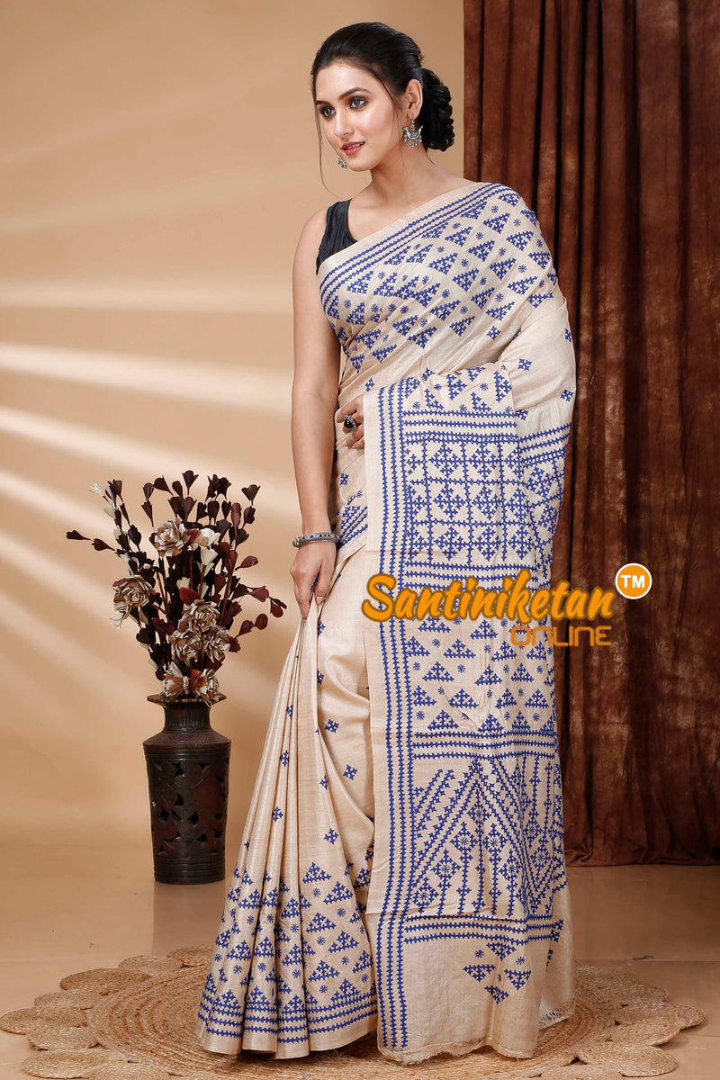 Pure Gachi Tussar Silk Gujarati Stitch Saree SN202415231