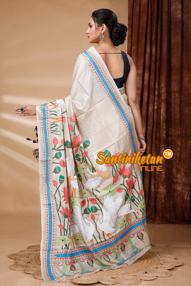Pure Gachi Tussar Silk Kantha Stitch Saree SN202415256
