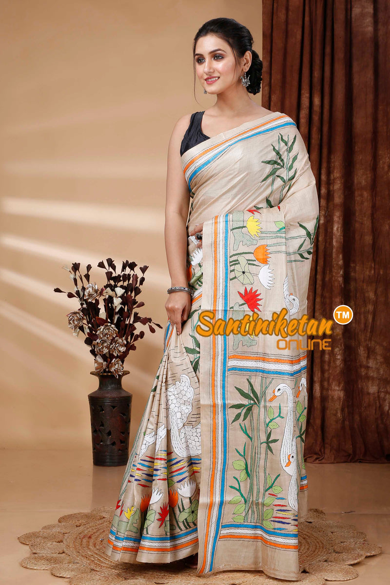 Pure Gachi Tussar Silk Kantha Stitch Saree SN202415261