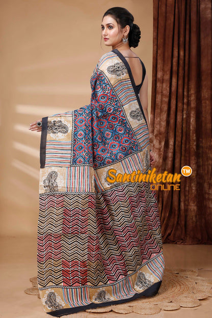 Ajrakh Hand Block On Murshidabad Silk SN202415301