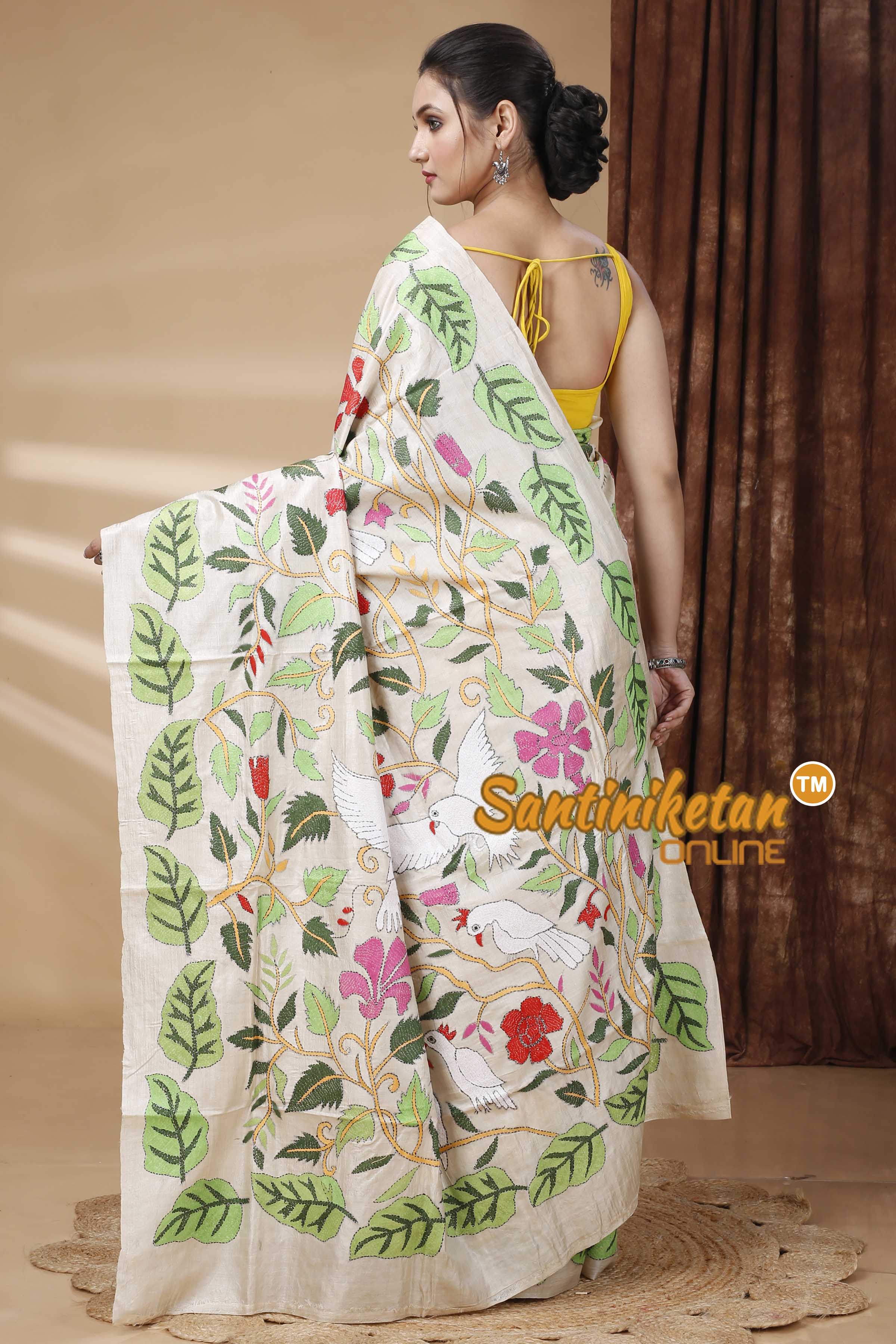 Pure Gachi Tussar Silk Kantha Stitch Saree SN202415327