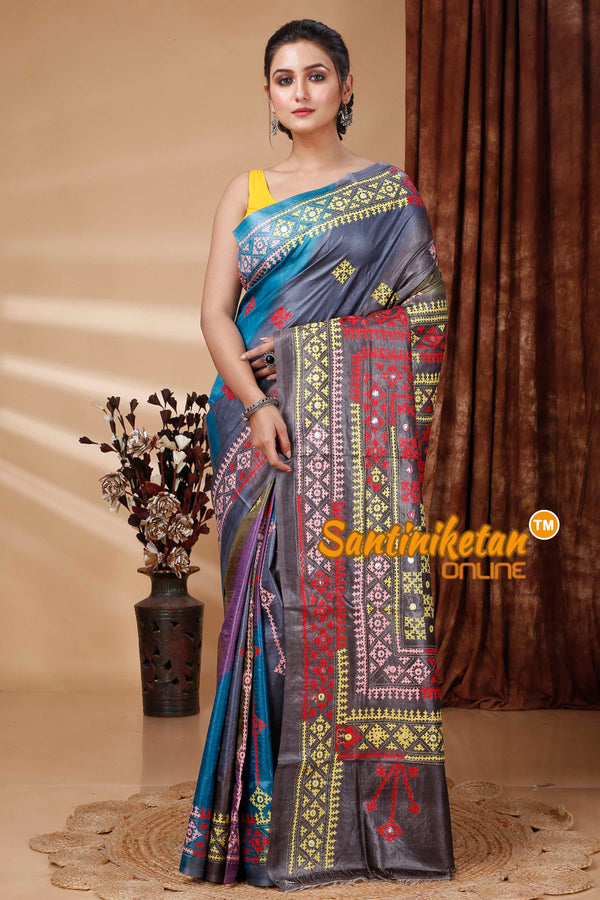 Pure Dye Tussar Silk Gujarati Stitch Saree SN202415352