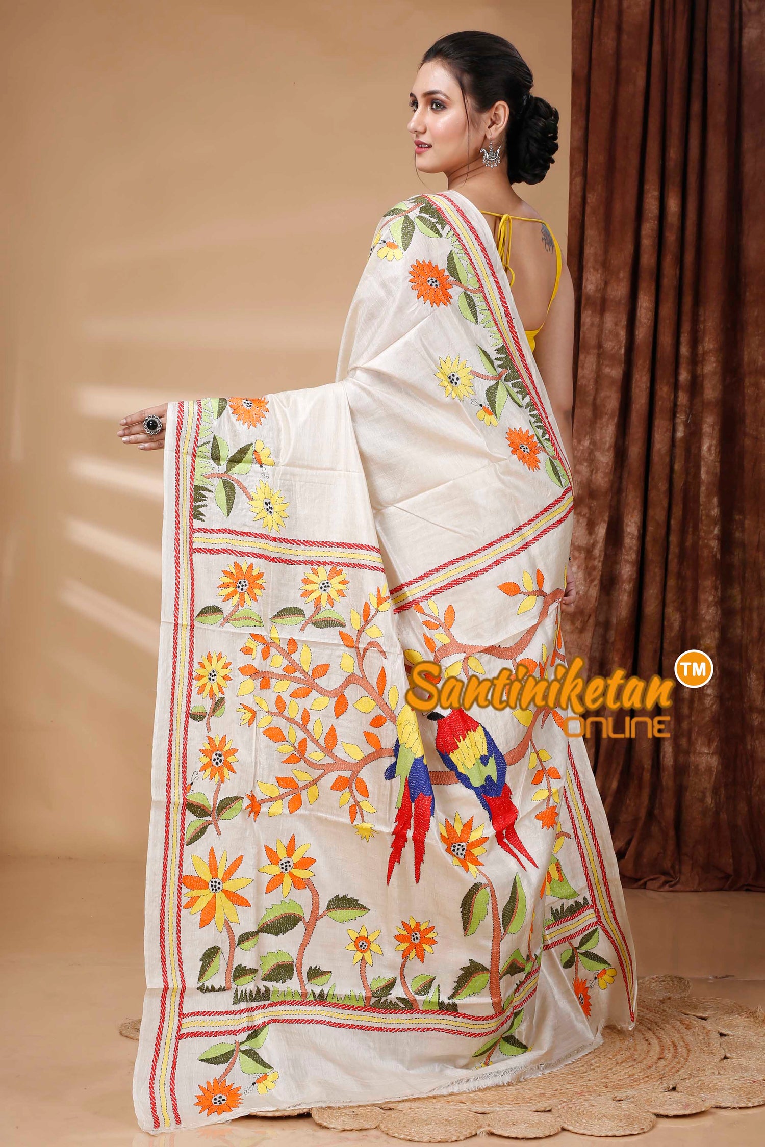 Pure Gachi Tussar Silk Kantha Stitch Saree SN202415377