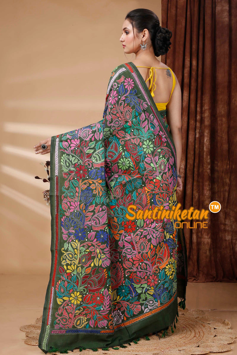 Pure Soft Cotton Kantha Stitch (Hand Embroidery) Saree SN202415387