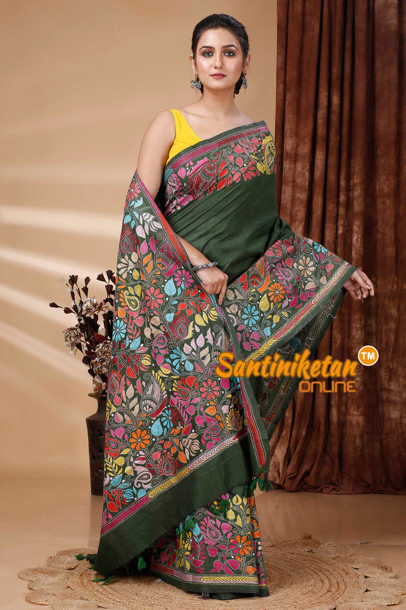 Pure Soft Cotton Kantha Stitch (Hand Embroidery) Saree SN202415392