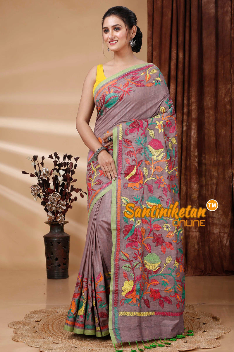 Pure Soft Cotton Kantha Stitch (Hand Embroidery) Saree SN202415397