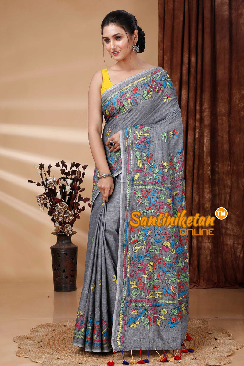 Pure Soft Cotton Kantha Stitch (Hand Embroidery) Saree SN202415402