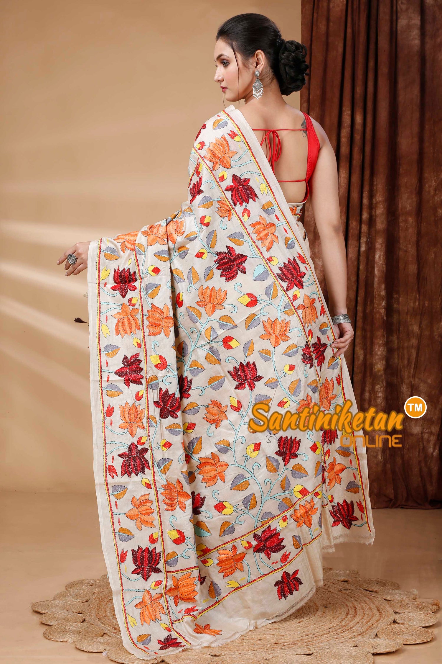 Pure Gachi Tussar Silk Kantha Stitch Saree SN202415498