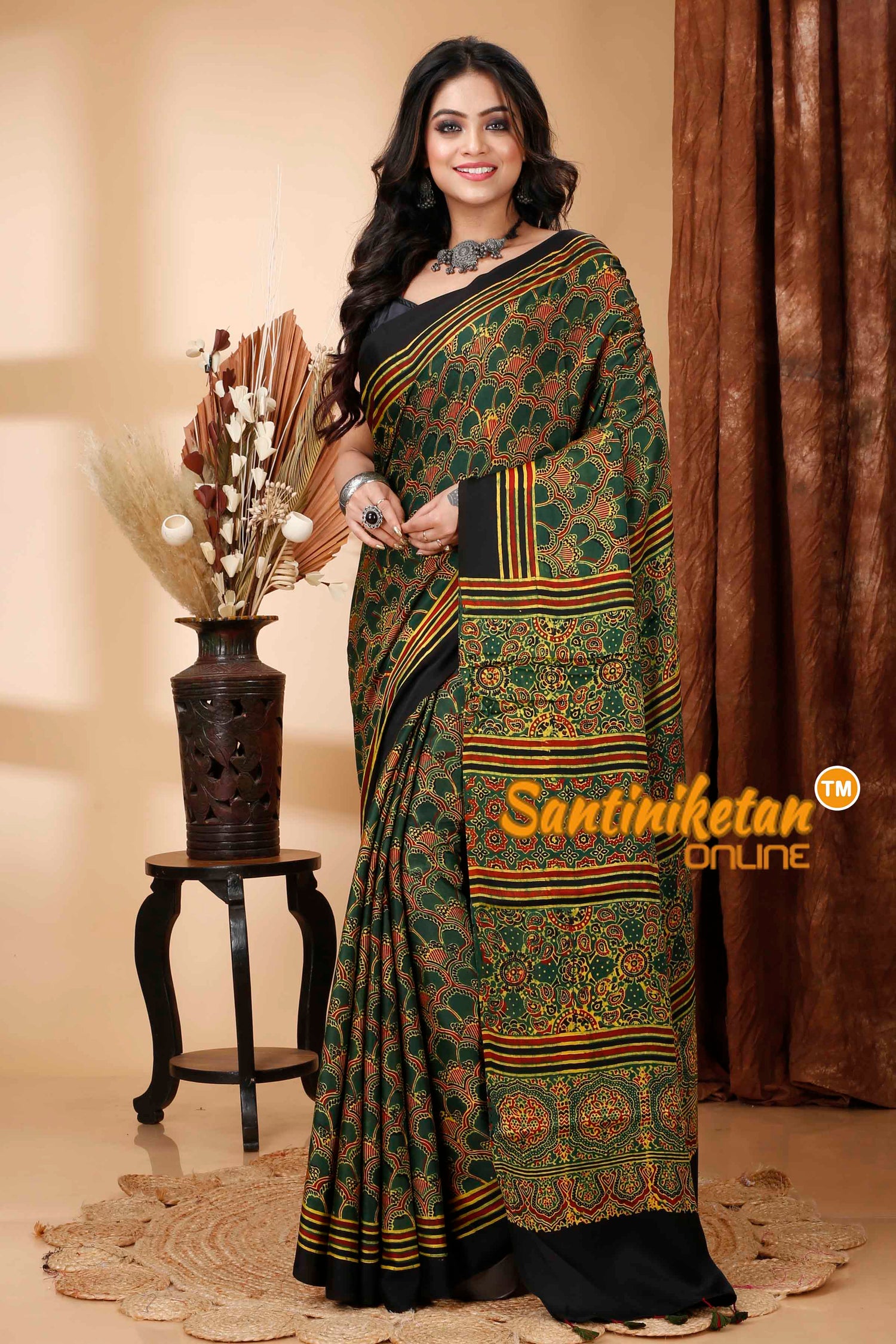 Ajrakh Hand Block On Modal Silk SN202415700