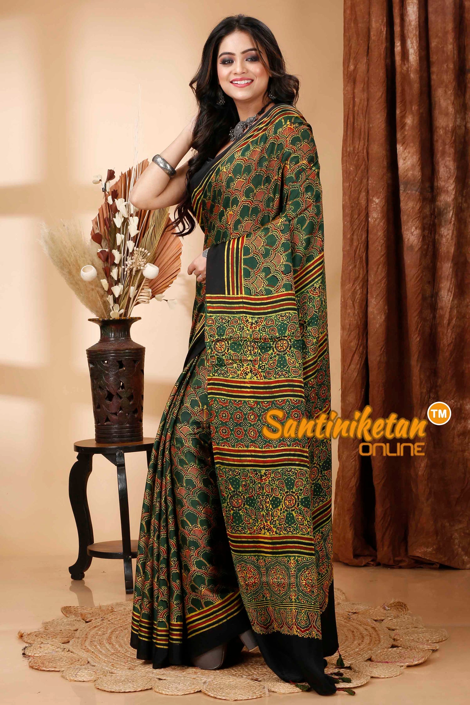 Ajrakh Hand Block On Modal Silk SN202415700