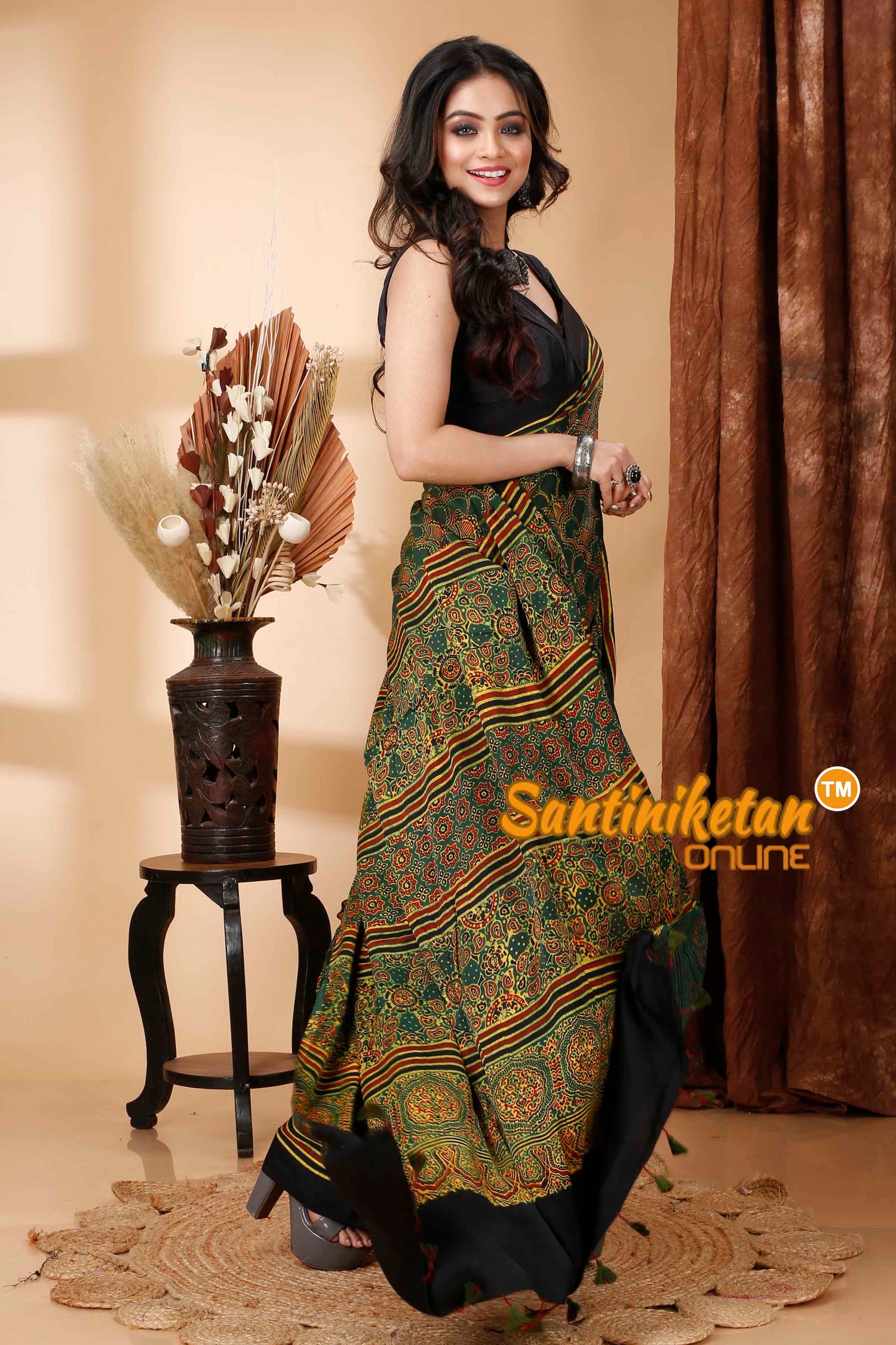 Ajrakh Hand Block On Modal Silk SN202415700