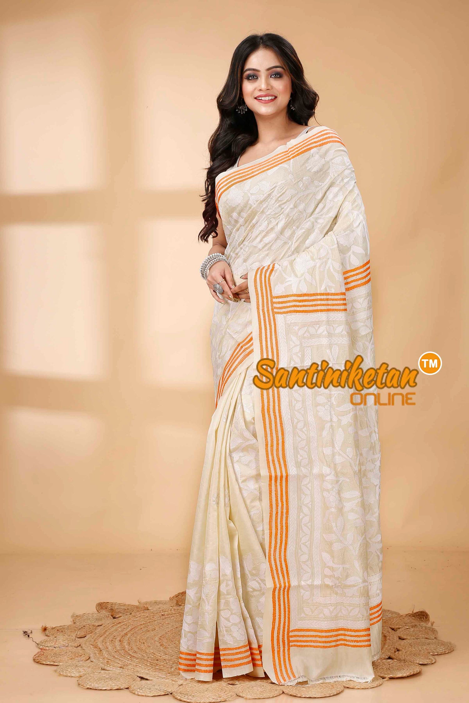 Tussar Silk Kantha Stitch Saree SNN202415882