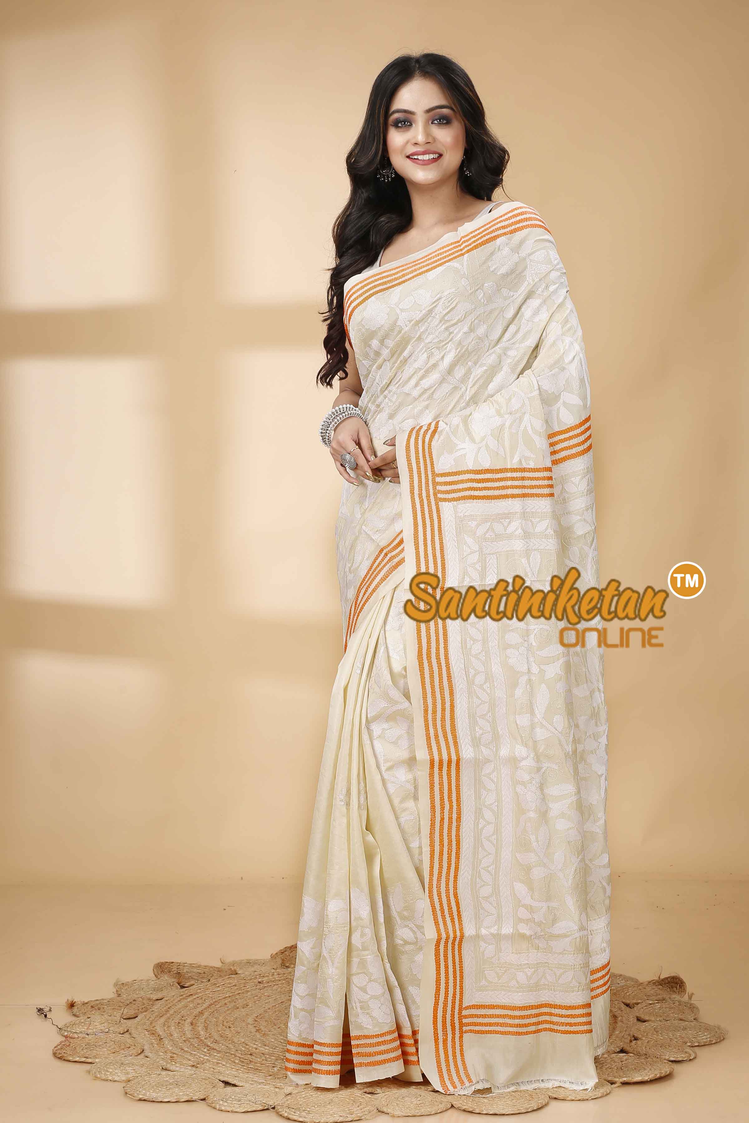 Tussar Silk Kantha Stitch Saree SNN202415882