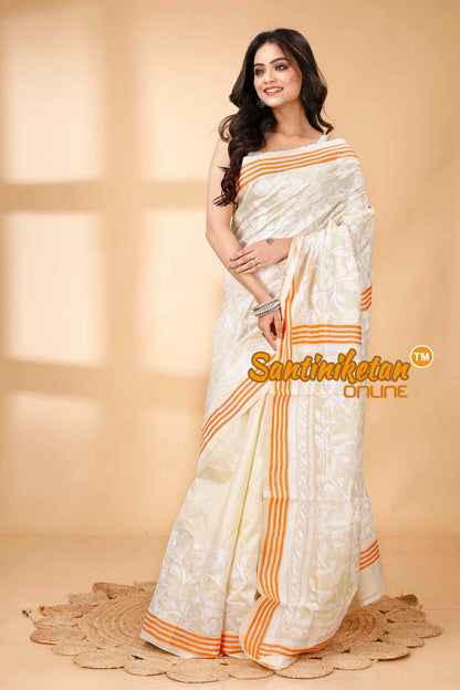 Tussar Silk Kantha Stitch Saree SNN202415882