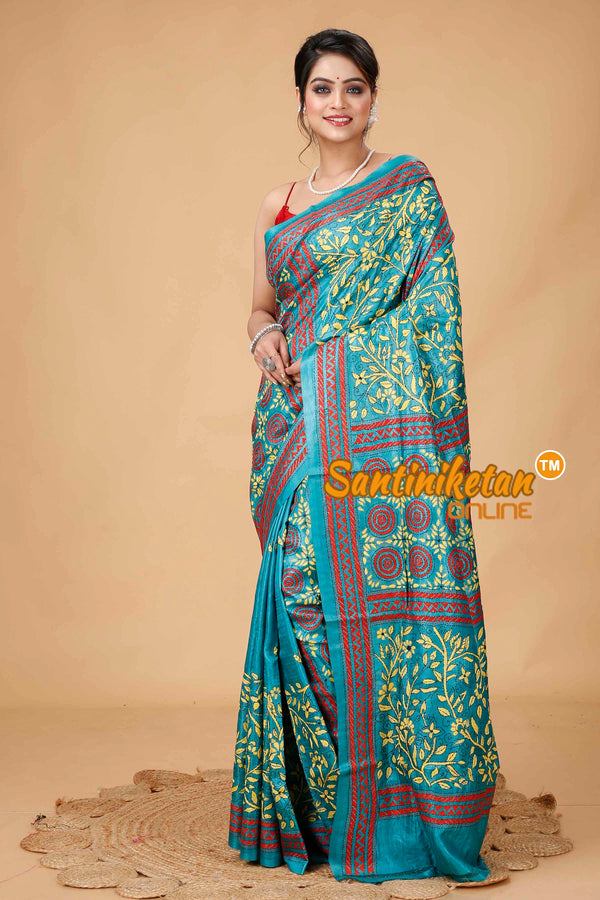 Pure Dye Tussar Silk Kantha Stitch Saree SNN202415937