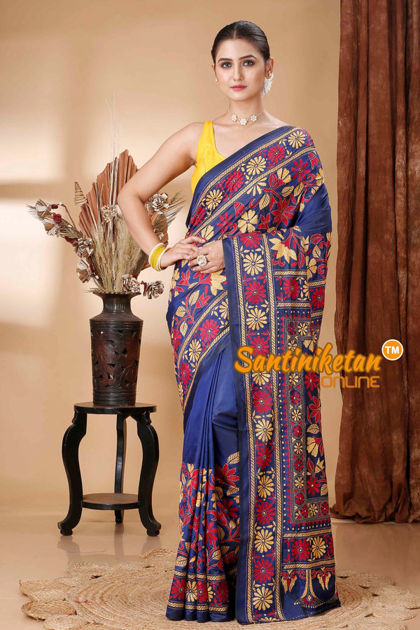 Butter Silk Kantha Stitch Saree SNN202416316