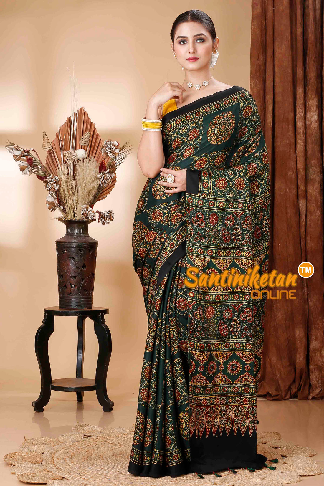 Ajrakh Hand Block On Modal Silk SN202416363