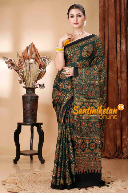 Ajrakh Hand Block On Modal Silk SN202416363