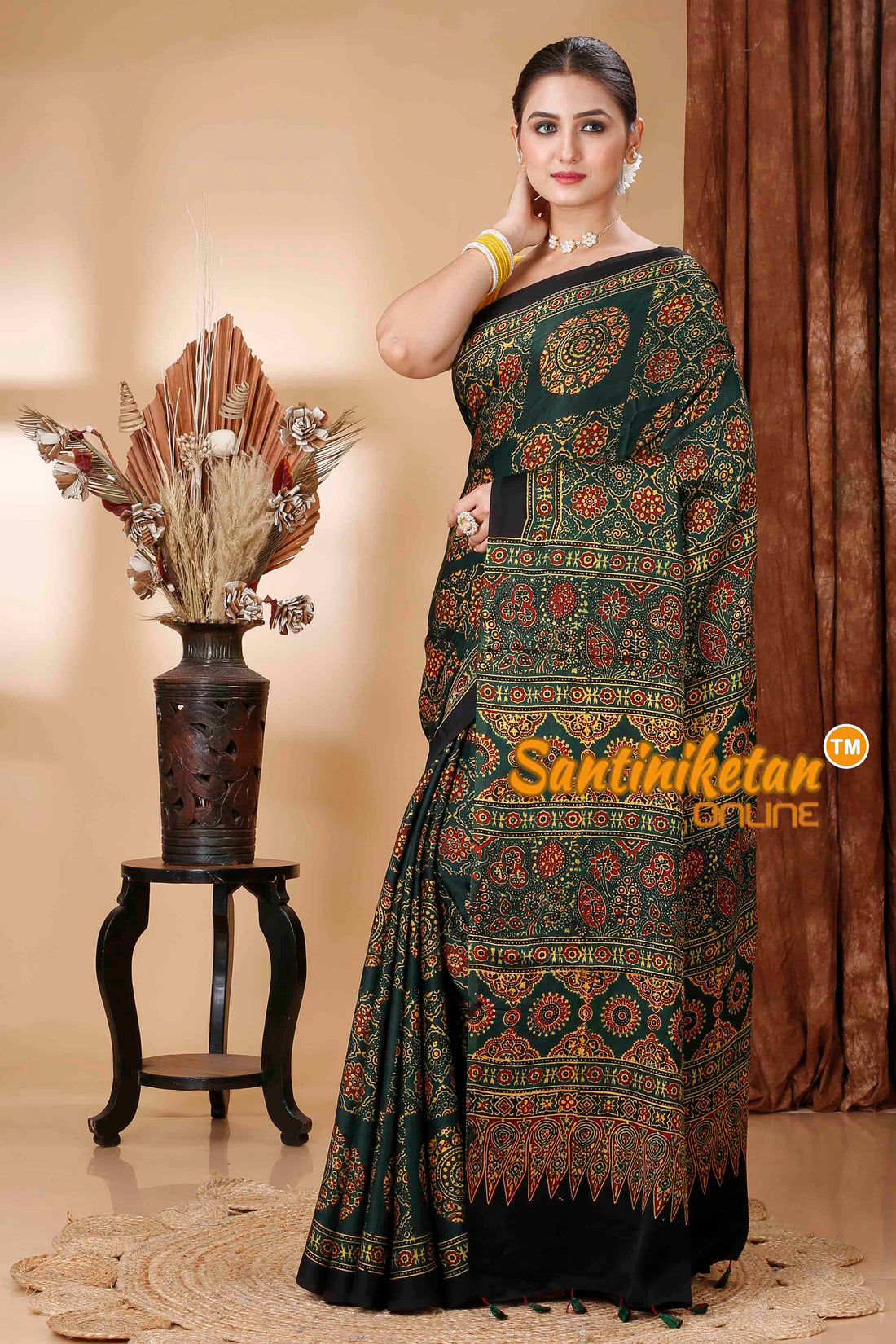 Ajrakh Hand Block On Modal Silk SN202416363