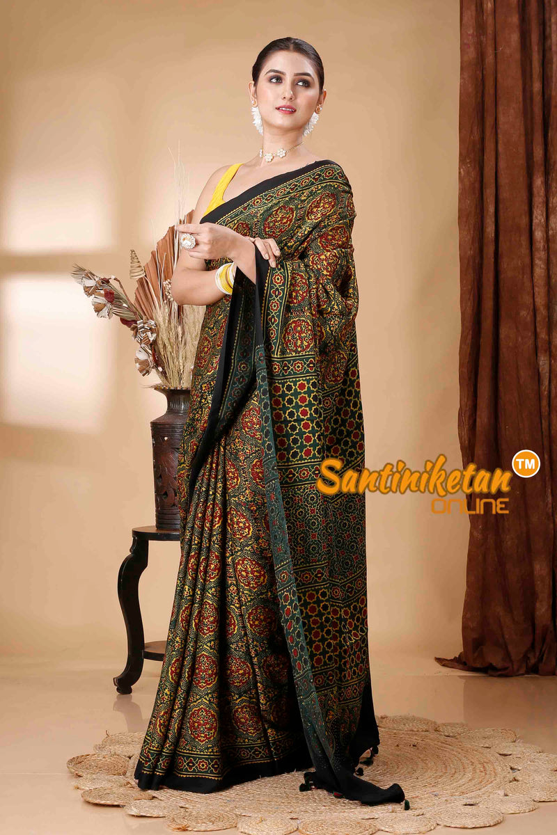 Ajrakh Hand Block On Modal Silk SN202416373