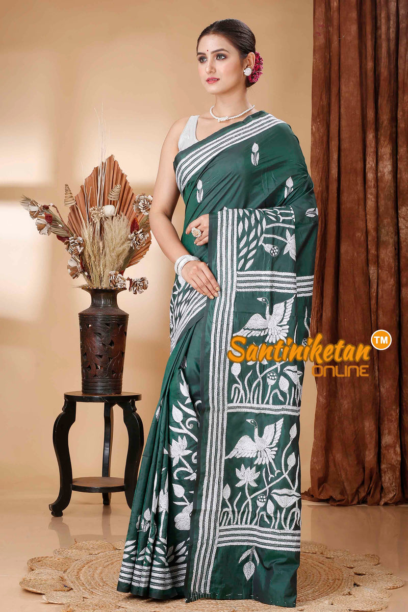 Butter Silk Kantha Stitch Saree SNN202416473