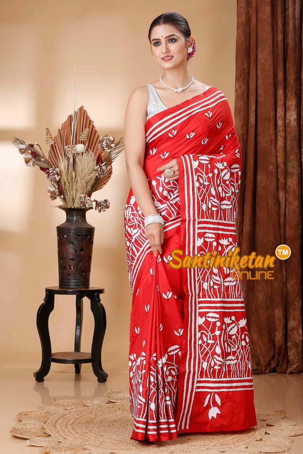 Butter Silk Kantha Stitch Saree SNN202416478