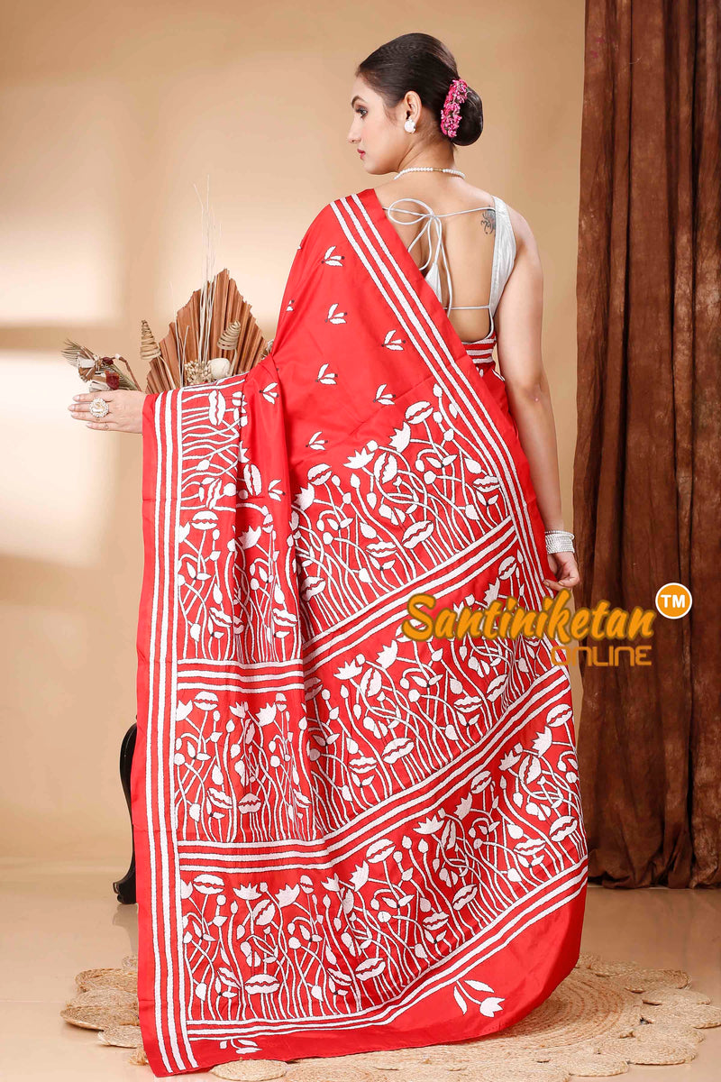 Butter Silk Kantha Stitch Saree SNN202416478