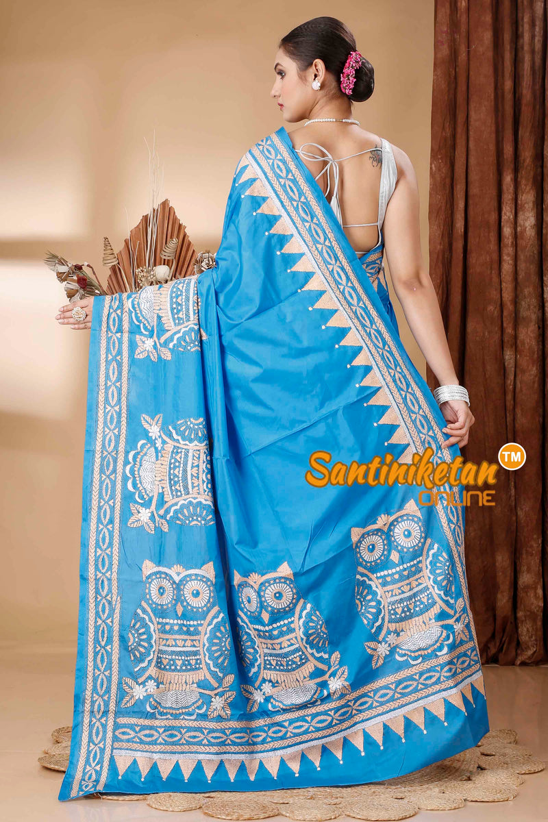 Butter Silk Kantha Stitch Saree SNN202416488