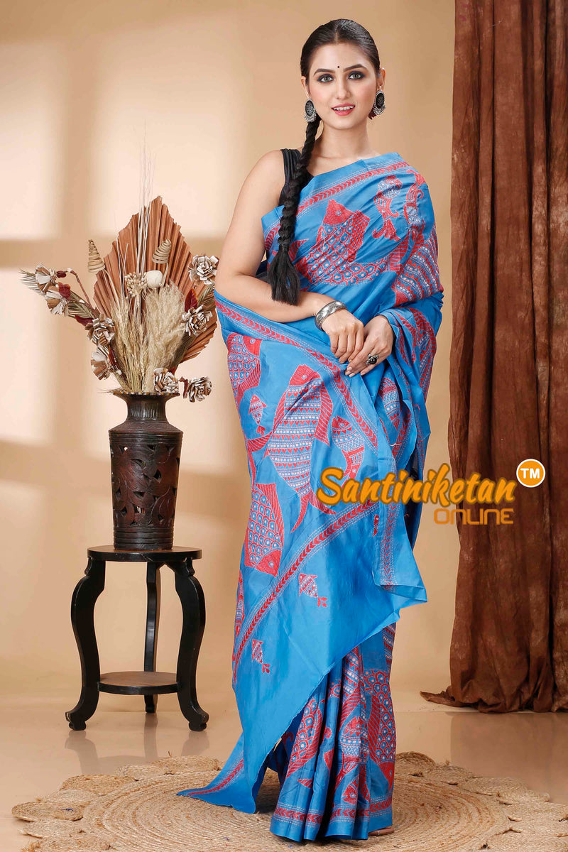 Butter Silk Kantha Stitch Saree SNN202416553