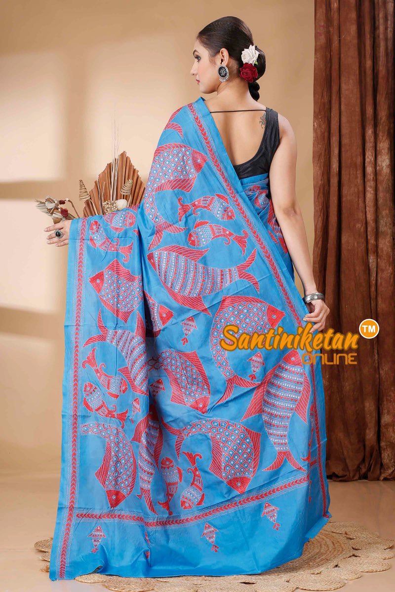 Butter Silk Kantha Stitch Saree SNN202416553