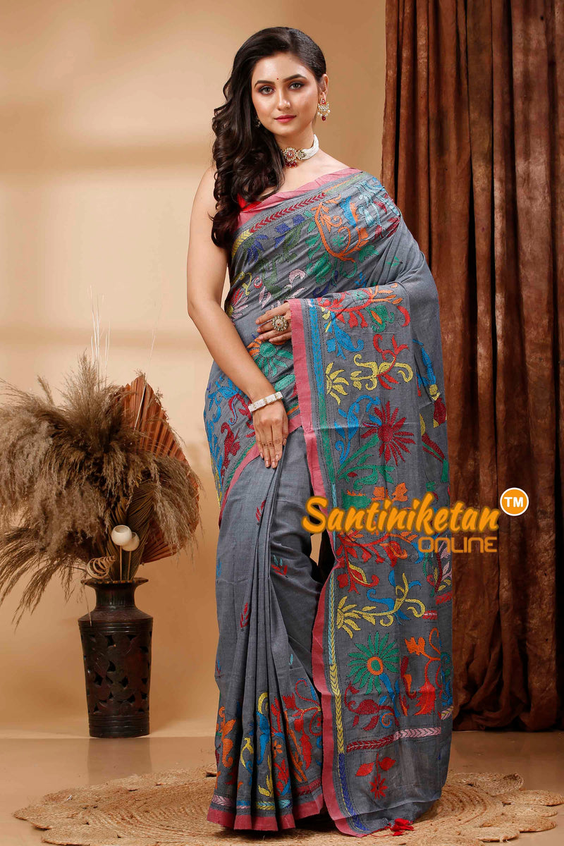 Pure Soft Cotton Kantha Stitch (Hand Embroidery) Saree SN202416751