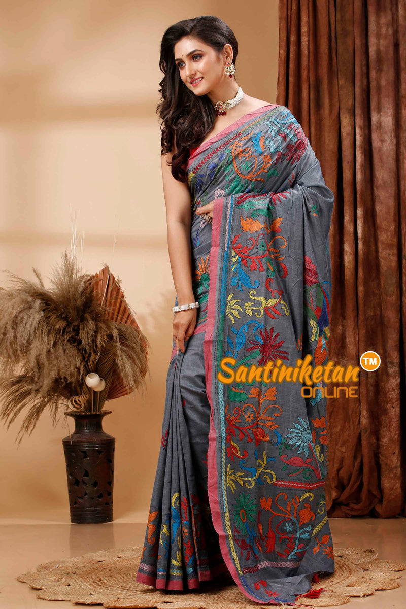 Pure Soft Cotton Kantha Stitch (Hand Embroidery) Saree SN202416751