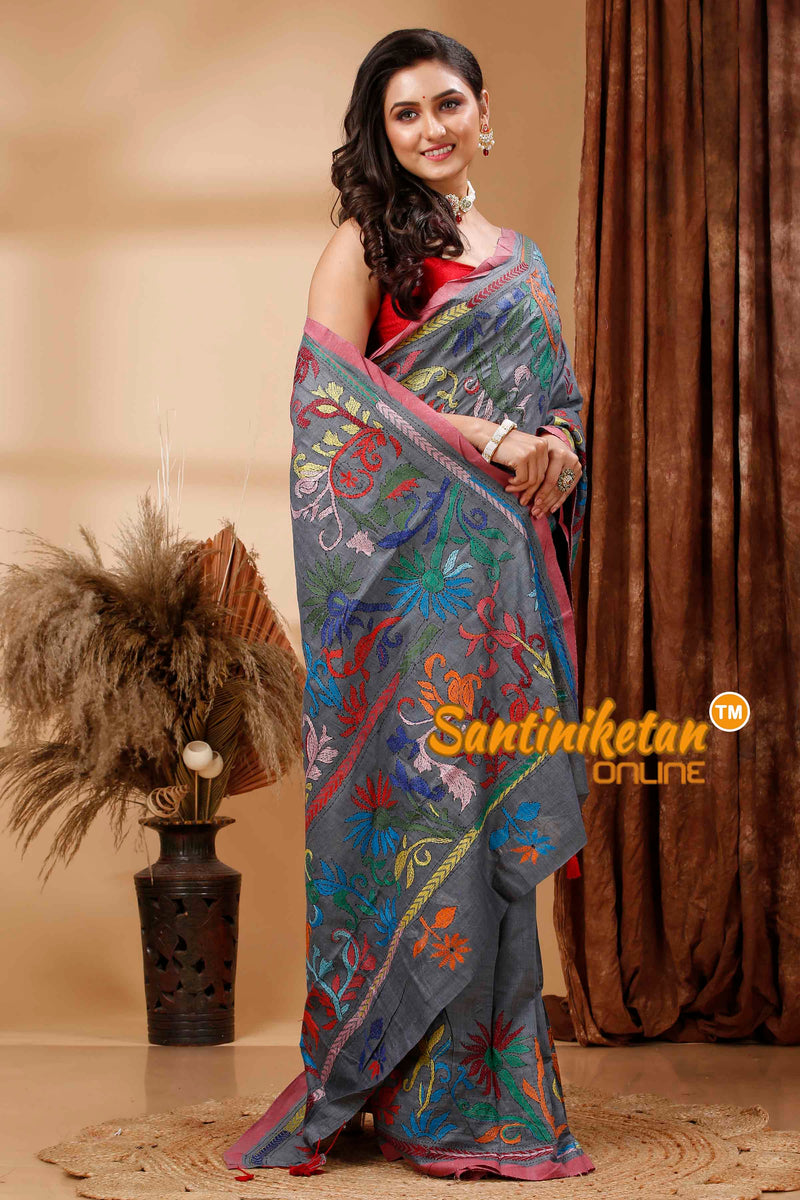 Pure Soft Cotton Kantha Stitch (Hand Embroidery) Saree SN202416751