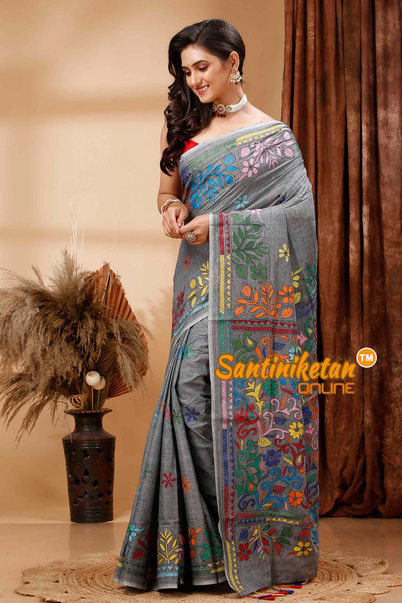 Pure Soft Cotton Kantha Stitch (Hand Embroidery) Saree SN202416817