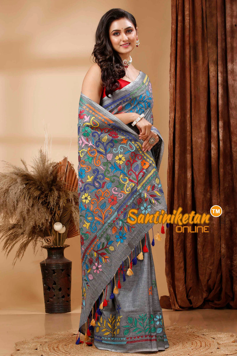 Pure Soft Cotton Kantha Stitch (Hand Embroidery) Saree SN202416817