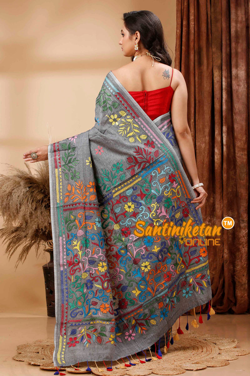 Pure Soft Cotton Kantha Stitch (Hand Embroidery) Saree SN202416817