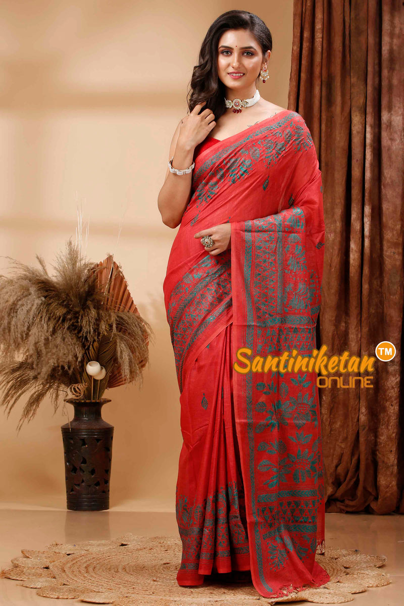 Slub Cotton Kantha Stitch (Hand Embroidery) Saree SN202417003