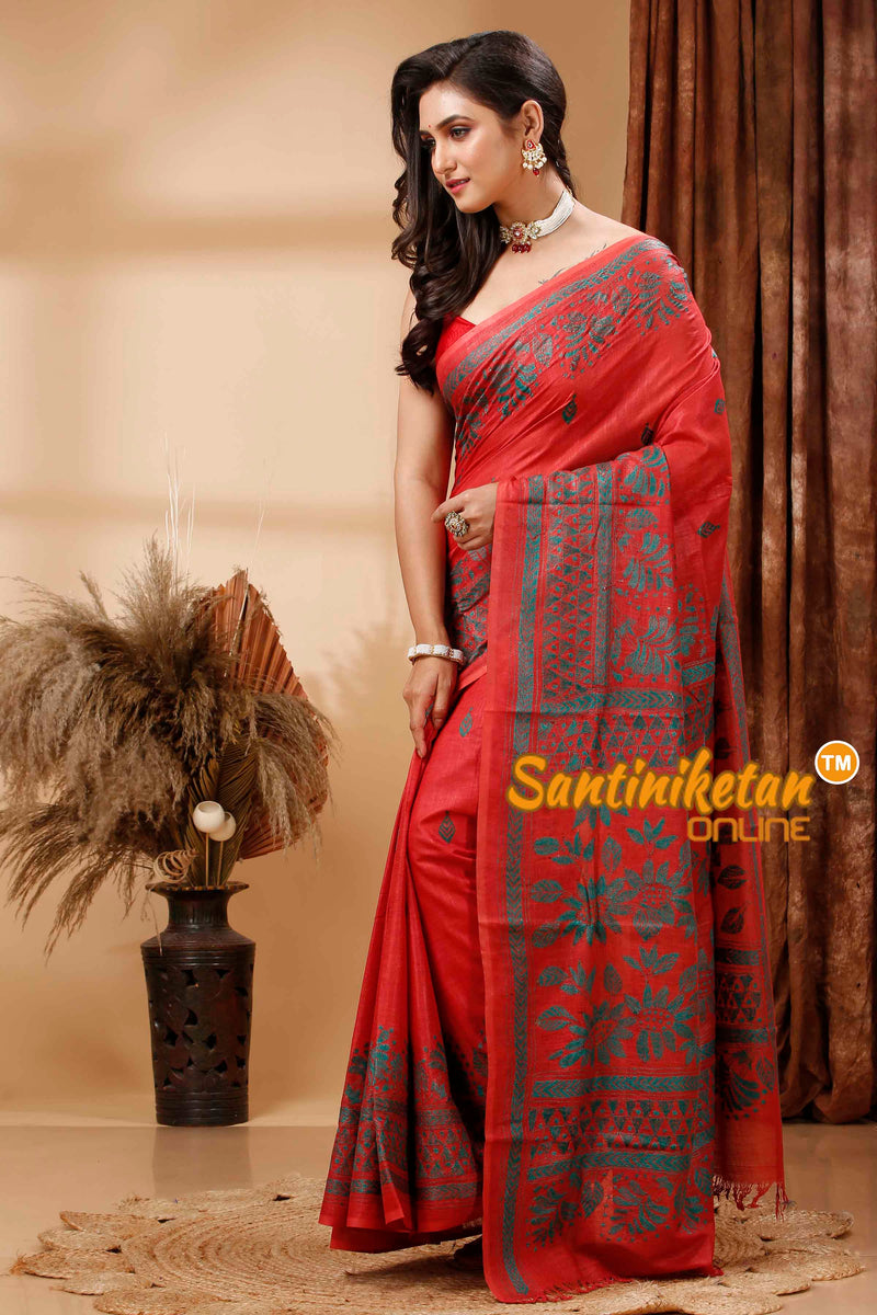 Slub Cotton Kantha Stitch (Hand Embroidery) Saree SN202417003