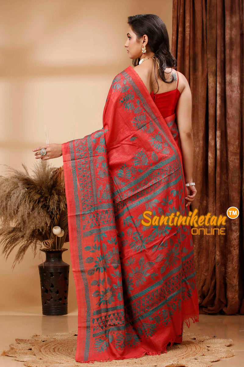 Slub Cotton Kantha Stitch (Hand Embroidery) Saree SN202417003