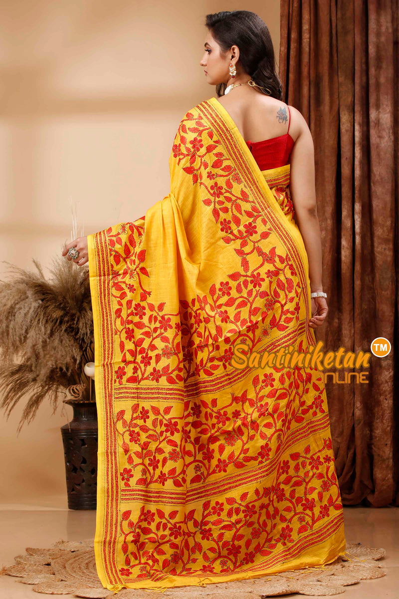 Slub Cotton Kantha Stitch (Hand Embroidery) Saree SN202417009