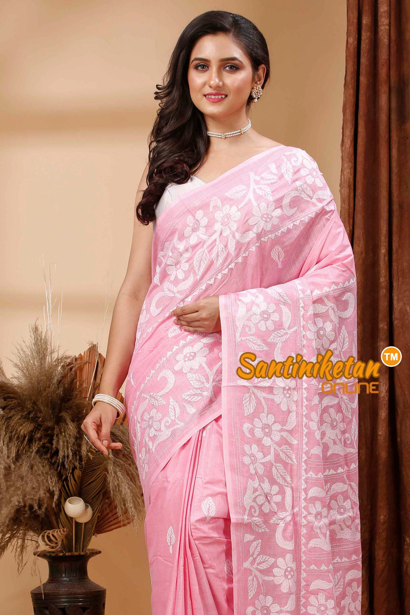 Slub Cotton Kantha Stitch (Hand Embroidery) Saree SN202417057