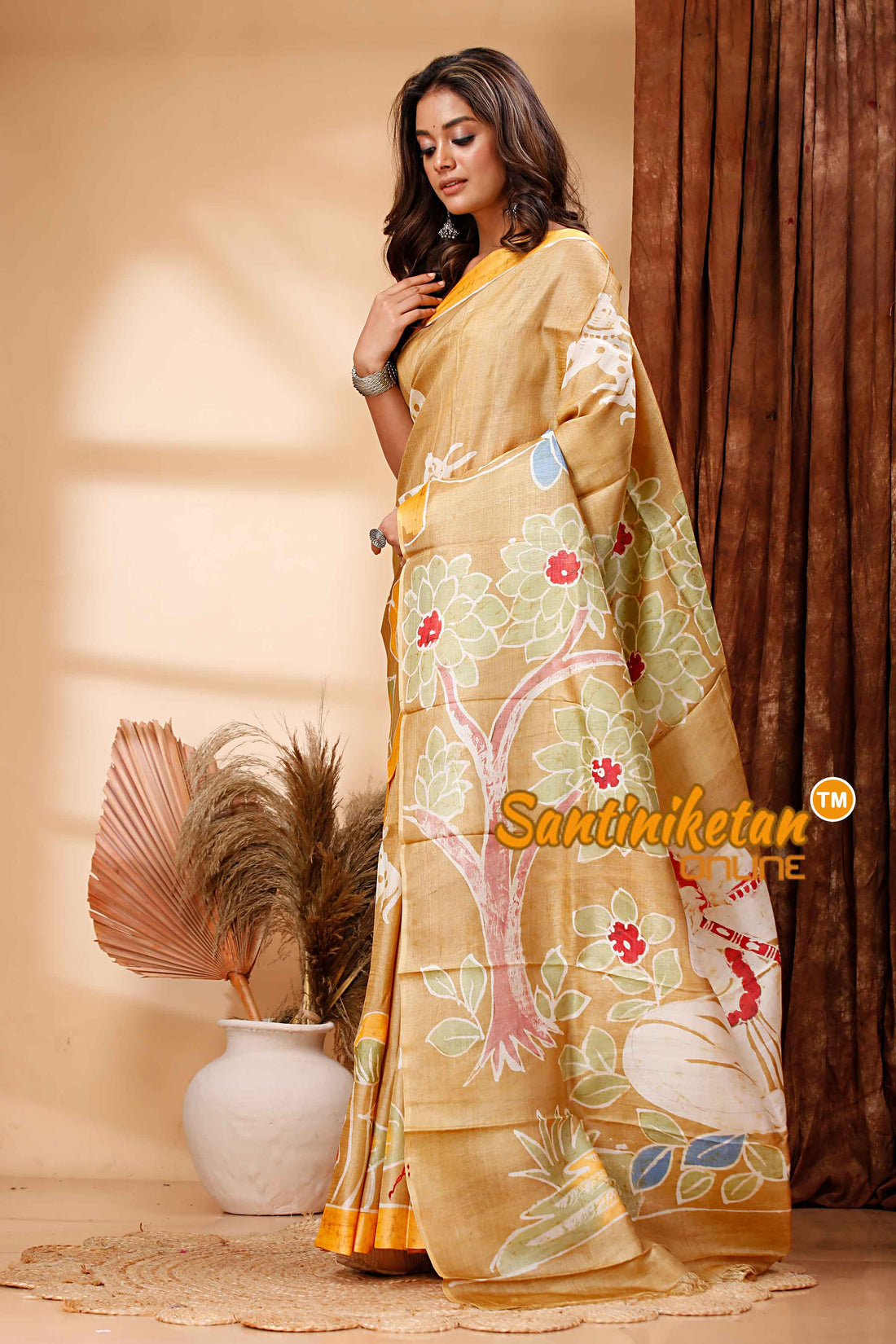 Hand Batik On Pure Tussar Silk Saree SN202418230