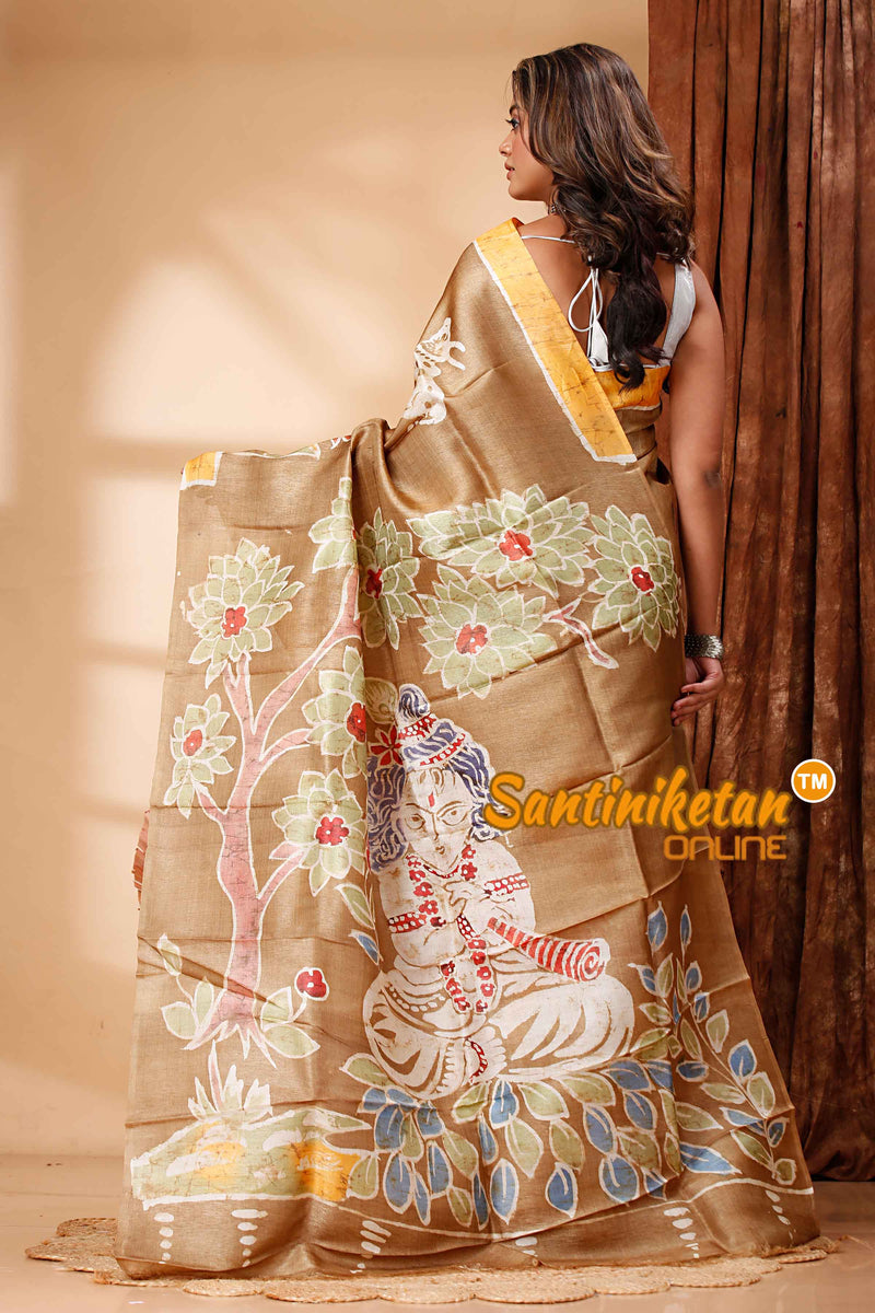 Hand Batik On Pure Tussar Silk Saree SN202418240