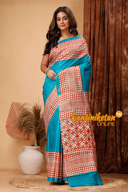 Pure Tussar Hand Block Painted Saree SN202418285