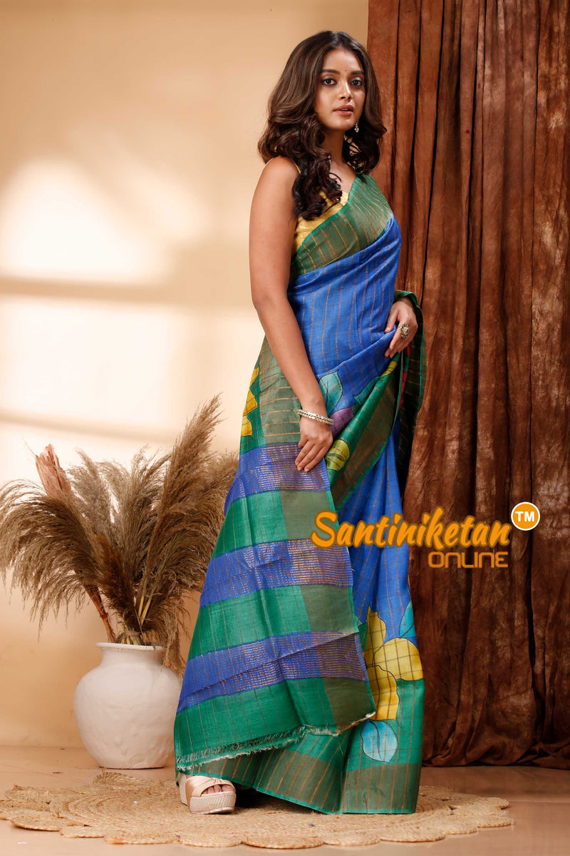 Pure Zari Tussar Hand Painted Saree SN202418325