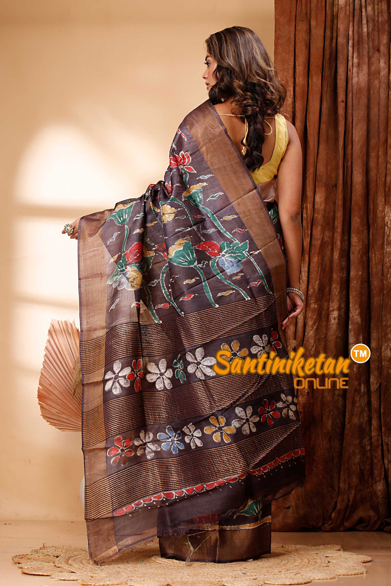 Hand Batik On Pure Zari Tussar Silk Saree SN202418406