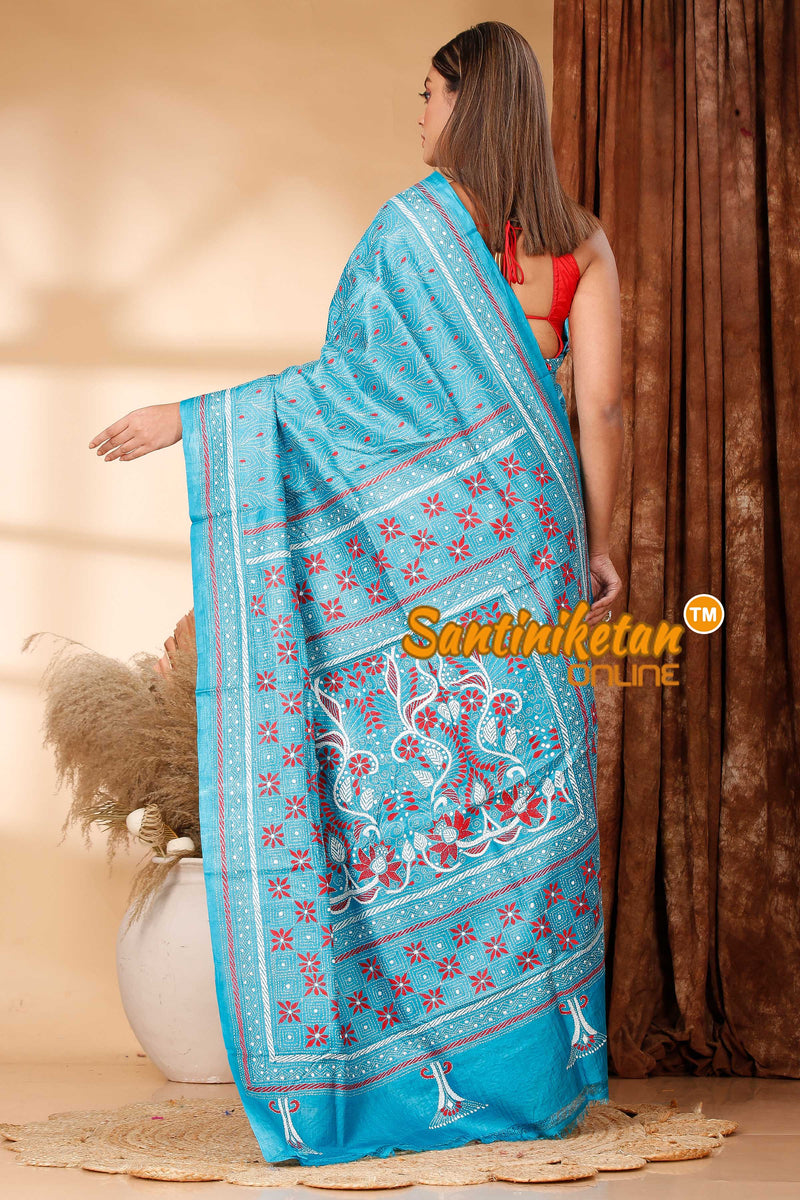 Pure Dye Gachi Tussar Silk Kantha Stitch Saree SN202418746